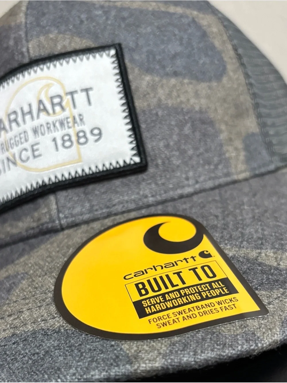 Carhartt Wool Mesh Back Camo Patch Cap One Size Gray Trucker Hat NWT